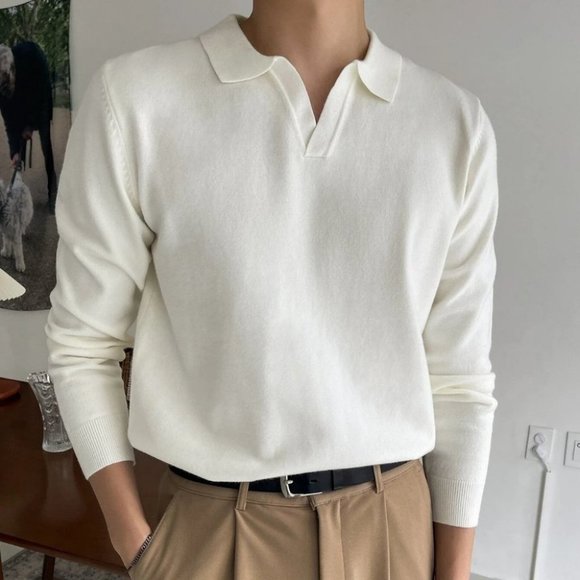 . Other - Beige Mens Collared Sweater